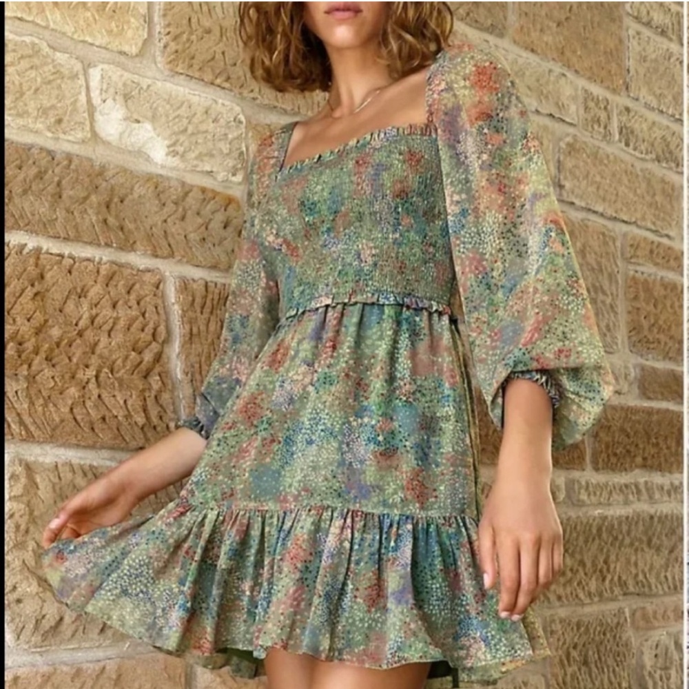 NWT Aritzia Wilfred Tempest Dress in SaGe Frost Multicolor in Size XL